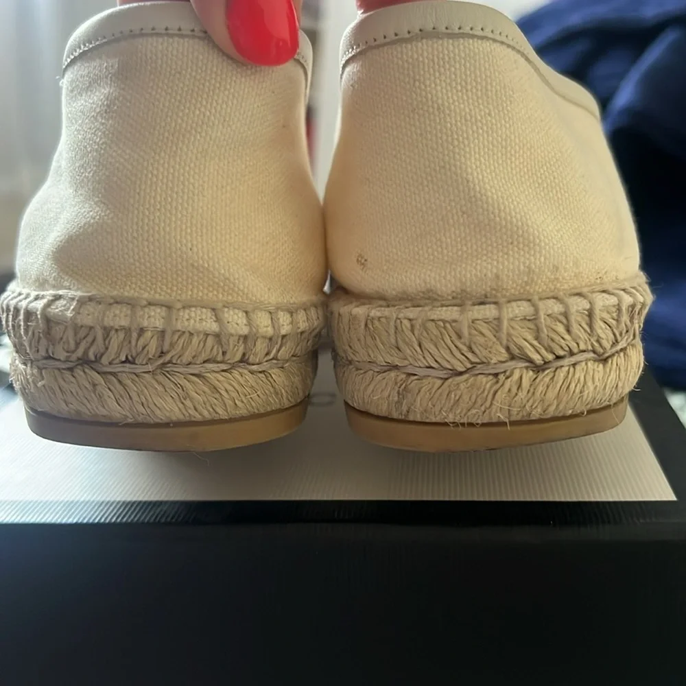 GUCCI Women's GG Logo EU 39 Web cream color Canvas Espadrilles Flats - Picture 6 of 16